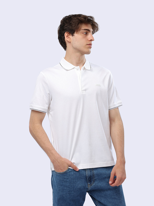 Поло Calvin Klein K10K112481 белое мужское из хлопка — купить в интернет-магазине Verdistore