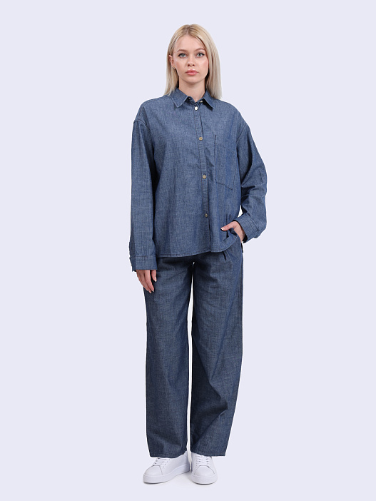 картинка Брюки Armani Exchange XW000574 AF12895 MB002 синие женские из денима магазин Verdistore являющийся официальным дистрибьютором в России 