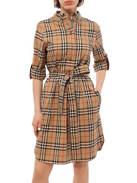 Платье Burberry 8024585 A7028 хлопковое женское в клетку — купить в интернет-магазине Verdistore