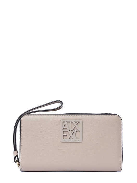 картинка Кошелек Armani Exchange 948486 0A874 14349 бежевый женский на молнии  магазин Verdistore являющийся официальным дистрибьютором в России 