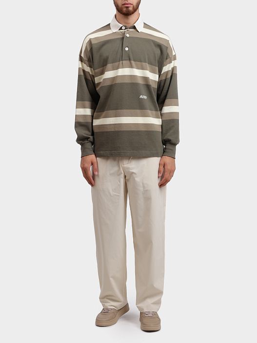 Поло POPX - 90JD оливкового цвета в полоску — купить в интернет-магазине Verdistore