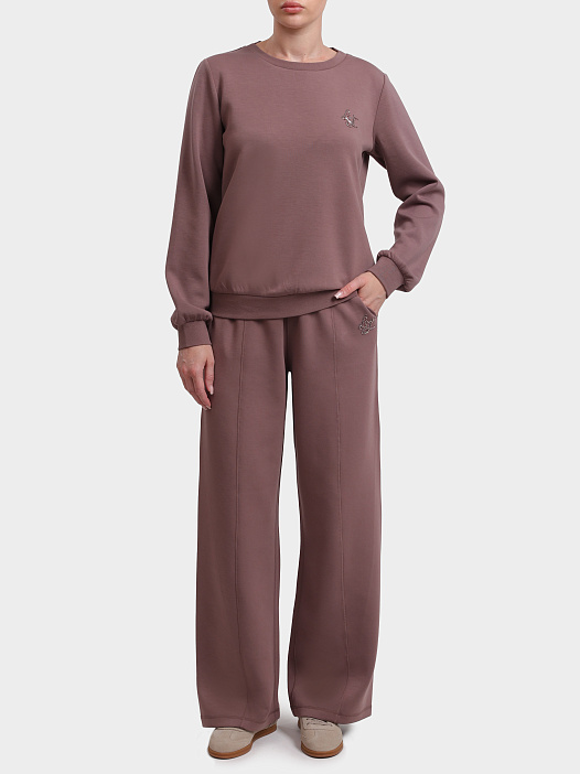 Брюки Liu-Jo Sport TF6213 J3958 81409 коричневые женские с маленькой вышивкой — купить в интернет-магазине Verdistore