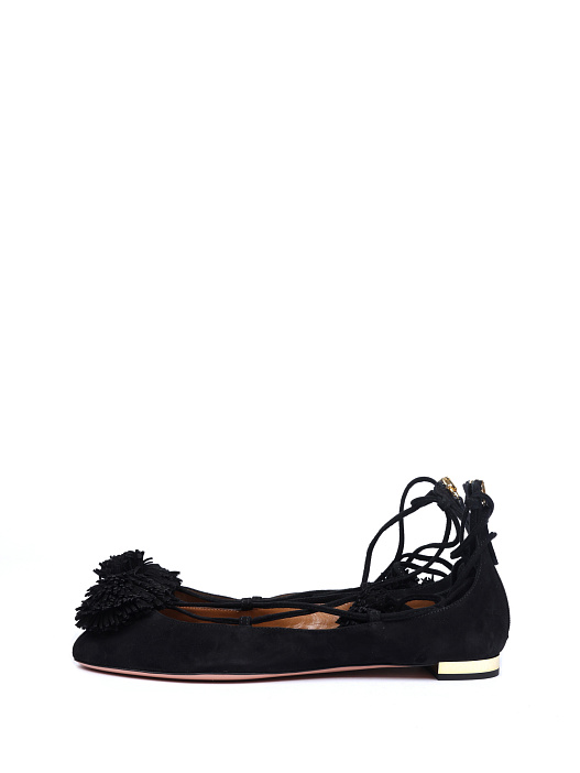 Балетки Aquazzura Sunshine Flat 000 черные женские замшевые — купить в интернет-магазине Verdistore