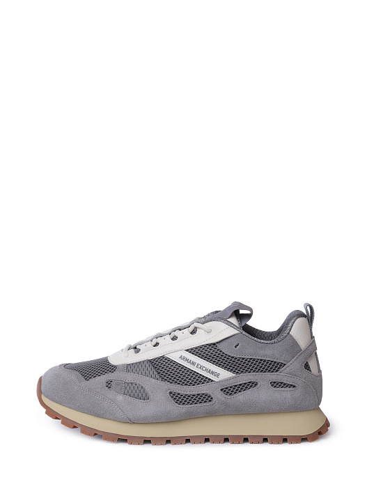 картинка Кроссовки Armani Exchange XUX264 XV956 U659 серые мужские с замшевыми вставками магазин Verdistore являющийся официальным дистрибьютором в России 