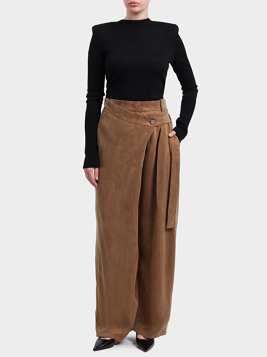 Брюки Pinko 105570 A3F8 M10 коричневые женские на запах — купить в интернет-магазине Verdistore