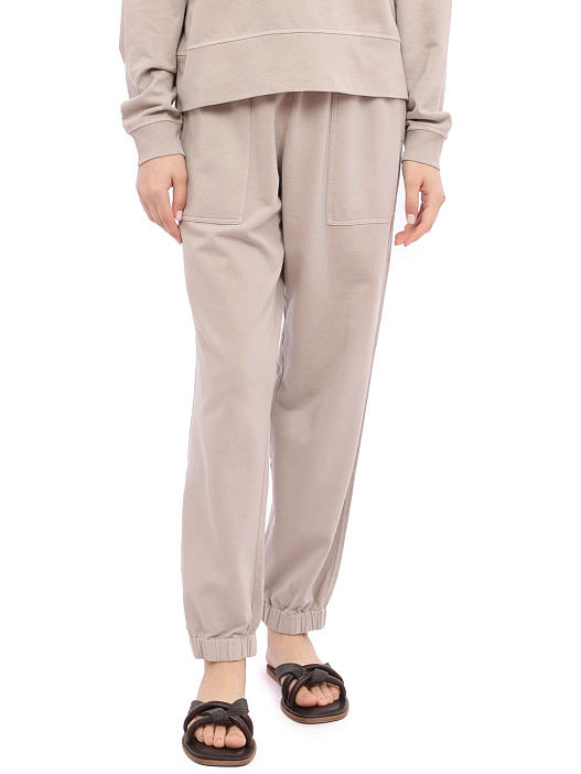 Брюки Brunello Cucinelli MD869B1067 C8728 серые женские из хлопка — купить в интернет-магазине Verdistore