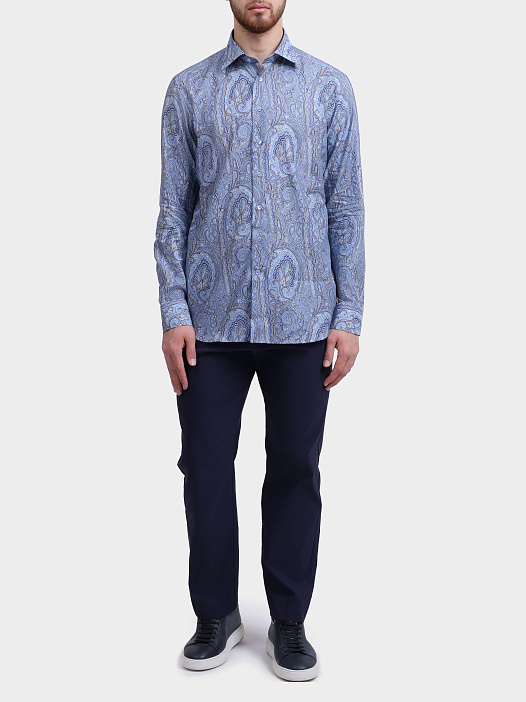 Рубашка ETRO MRIB0025 99SA5P2 X0880 голубая мужская с принтом пейсли  — купить в интернет-магазине Verdistore