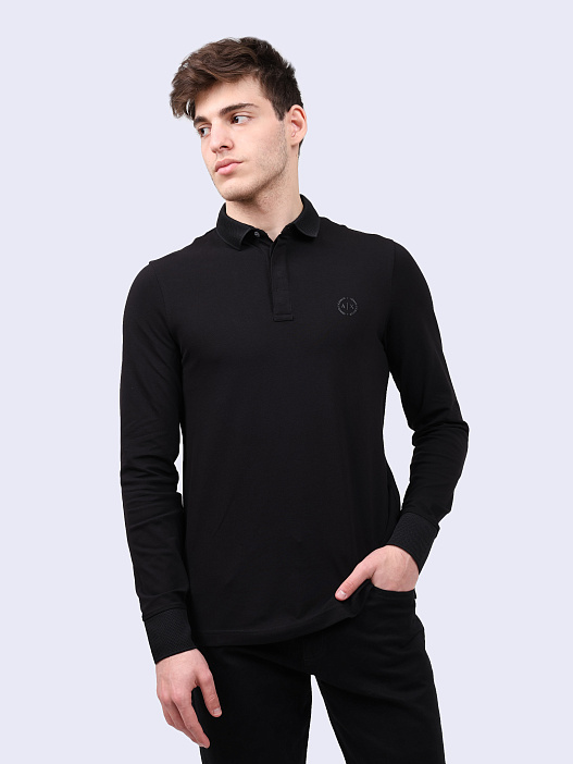 картинка Поло Armani Exchange 8NZF79 ZJ81Z 1200 черное мужское магазин Verdistore являющийся официальным дистрибьютором в России 