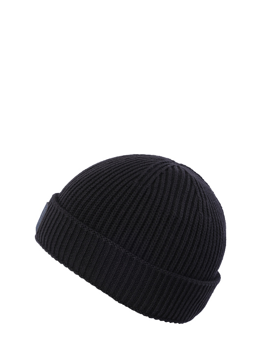 Шапка черная вязаная с нашитым черным логотипом  — купить в интернет-магазине Verdistore