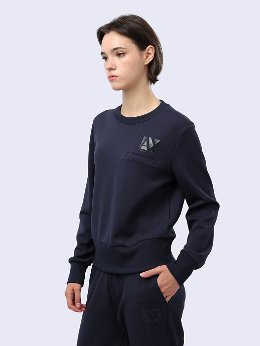 картинка Свитшот Armani Exchange 3DYM17 YJEPZ 1593 синий женский магазин Verdistore являющийся официальным дистрибьютором в России 