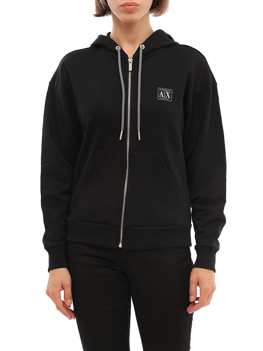 Мастерка Armani Exchange 3LYM17 YJ5VZ 1200 черная женская с капюшоном — купить в интернет-магазине Verdistore