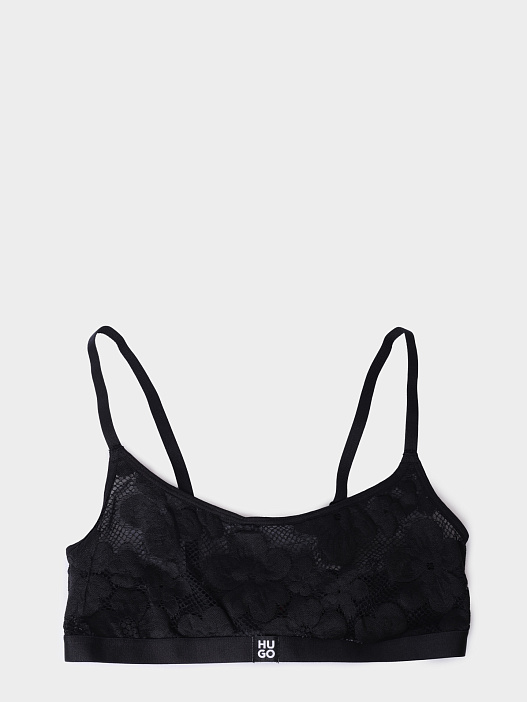 Бюст HUGO RED BLOOM LACE BRALETTE 10279381 01 50561601 001 черный женский кружевной с маленьким логотипом  — купить в интернет-магазине Verdistore