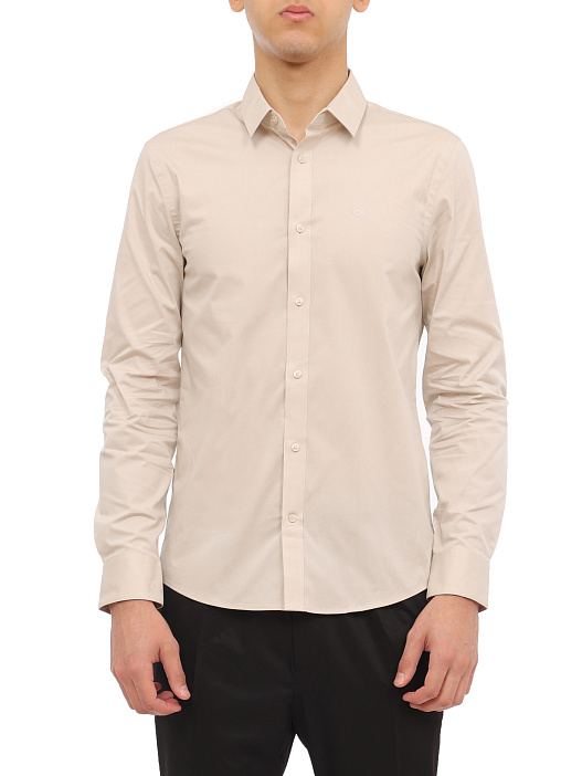 Рубашка Calvin Klein K10K110856 молочная мужская из хлопка — купить в интернет-магазине Verdistore