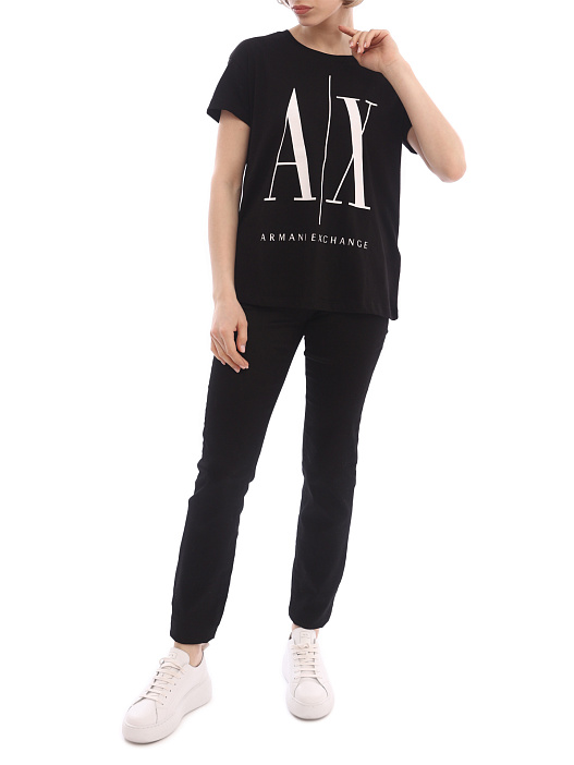 Футболка Armani Exchange 8NYTCX YJG3Z 1200 черная женская с логотипом — купить в интернет-магазине Verdistore