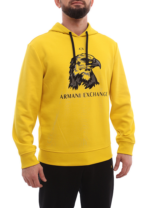 Худи Armani Exchange 3LZMAQ ZJ5UZ 1683 желтое мужское с принтом — купить в интернет-магазине Verdistore