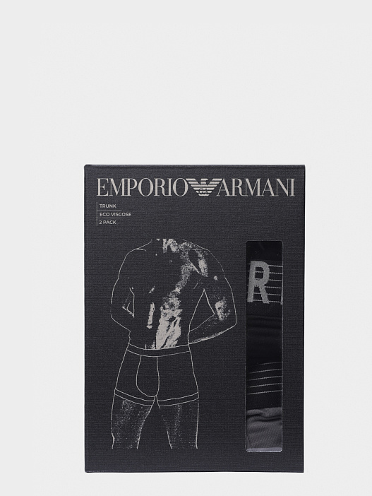 Трусы комплект 2 пары Emporio Armani EM001014 AF18893 MC494 мужские с крупным логотипом на поясе — купить в интернет-магазине Verdistore