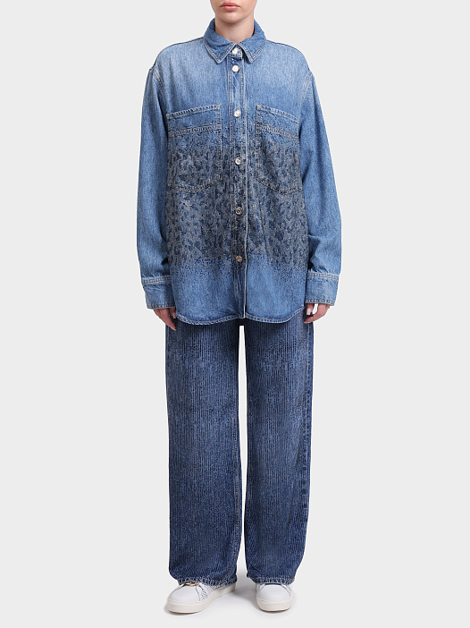 Куртка-рубашка Liu-Jo BLUE DENIM UF6197 D0373 79112 синяя женская с принтом из страз — купить в интернет-магазине Verdistore