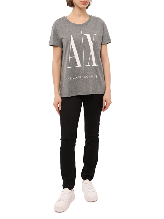 Футболка Armani Exchange 8NYTCX YJG3Z 3930 серая женская с логотипом — купить в интернет-магазине Verdistore