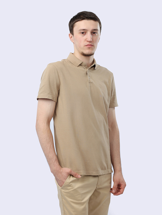 Поло Armani Exchange 3DZFAB ZJXUZ 1794 бежевое мужское из хлопка — купить в интернет-магазине Verdistore