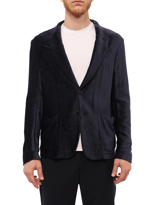 картинка Пиджак Armani Collezioni ZCG870/ZCS16 темно-синий мужской из вельвета магазин Verdistore являющийся официальным дистрибьютором в России 