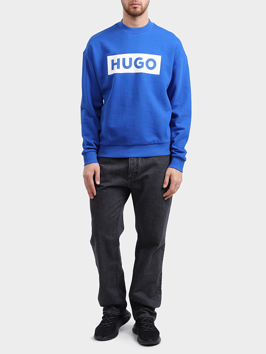 Свитшот Hugo Niero 10249110 голубой мужской с логотипом — купить в интернет-магазине Verdistore