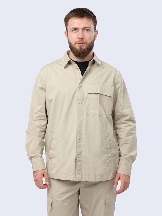 Рубашка Armani Exchange 3DZС02 ZN3SZ 1795 бежевая мужская из хлопка — купить в интернет-магазине Verdistore
