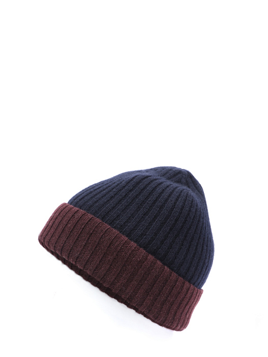 Кашемировая шапка с контрастным отворотом — купить в интернет-магазине Verdistore