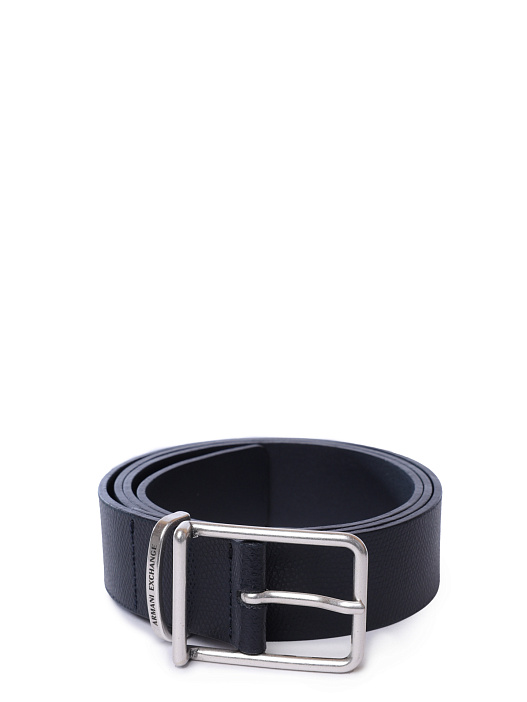 картинка Ремень Armani Exchange XM000615 AF12714 UB101 темно-синий мужской из зернистой кожи магазин Verdistore являющийся официальным дистрибьютором в России 