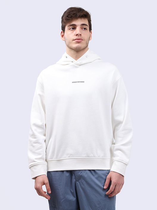 картинка Худи Armani Exchange 6DZMLJ ZJ4XZ 1116 белое мужское из хлопка магазин Verdistore являющийся официальным дистрибьютором в России 