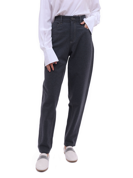 Брюки Brunello Cucinelli M0R24P7753 C616 серые женские из хлопка — купить в интернет-магазине Verdistore