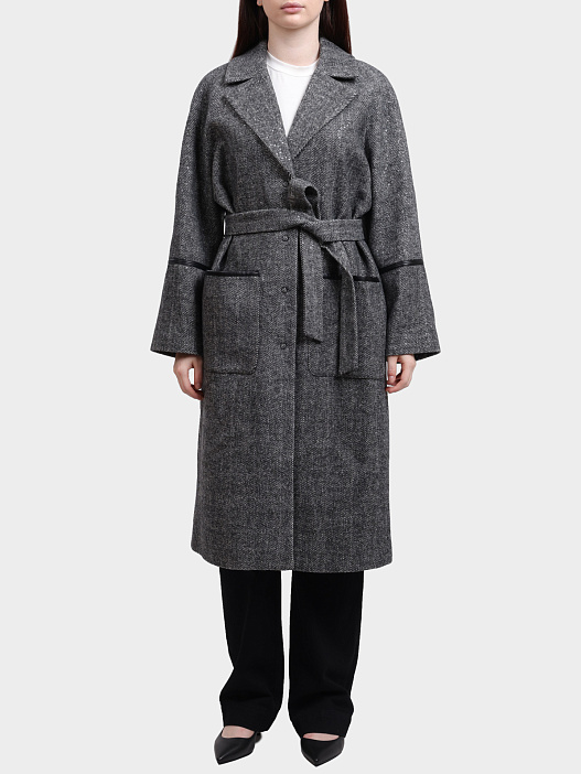 Пальто Liu-Jo MF5112 T059A P9032 серое женское с поясом — купить в интернет-магазине Verdistore