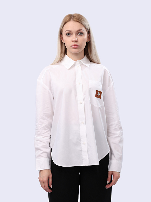 картинка Рубашка Armani Exchange 6DYC12 YN5UZ 1000 белая женская с логотипом магазин Verdistore являющийся официальным дистрибьютором в России 