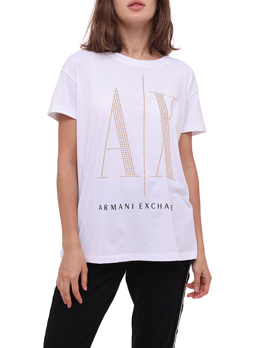 Футболка Armani Exchange 8NYTDX белая женская из хлопка — купить в интернет-магазине Verdistore