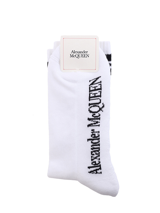 Носки Alexander McQueen 5734584C05Q 9060 хлопковые белые высокие — купить в интернет-магазине Verdistore
