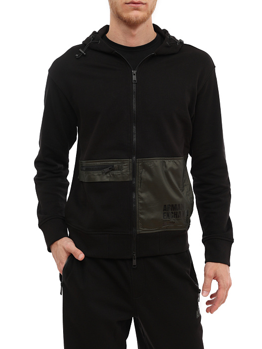 Мастерка Armani Exchange 6LZMFB ZJXAZ 42AB черная мужская с нейлоновыми вставками — купить в интернет-магазине Verdistore