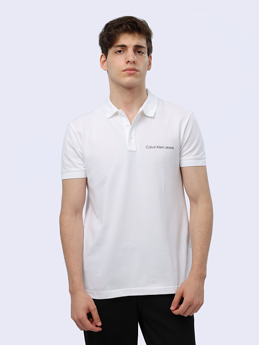 Поло Calvin Klein Jeans J30J325495 белое мужское из хлопка — купить в интернет-магазине Verdistore