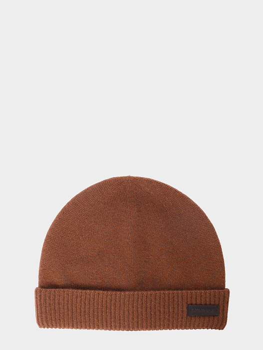 Шапка Emporio Armani EM002697 AF18244 U6302 светло-коричневая мужская — купить в интернет-магазине Verdistore