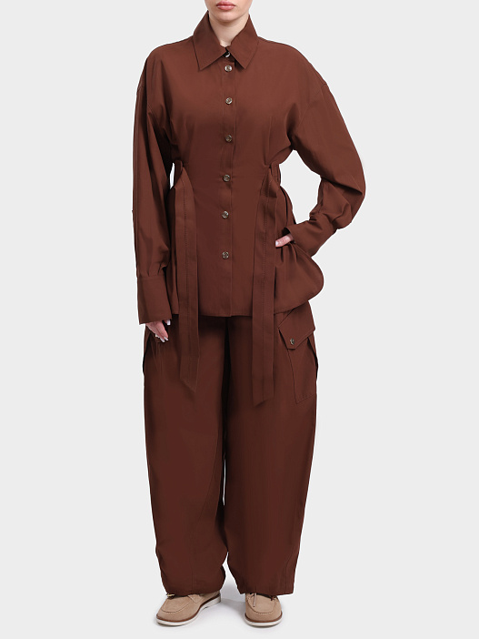 Рубашка Pinko 106153 A2ER L78 хлопковая женская с поясом — купить в интернет-магазине Verdistore