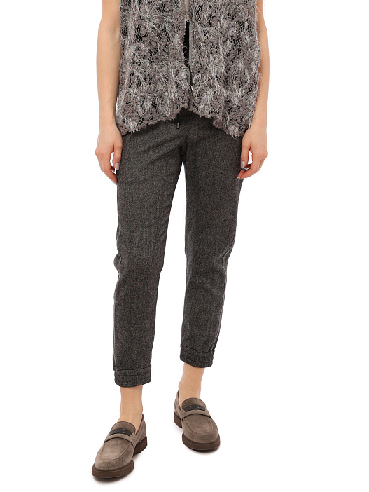 Брюки Brunello Cucinelli MA031P1809 темно-серые женские — купить в интернет-магазине Verdistore