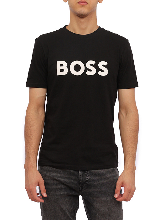 Футболка Boss 50481923 002 черная мужская с белым логотипом — купить в интернет-магазине Verdistore