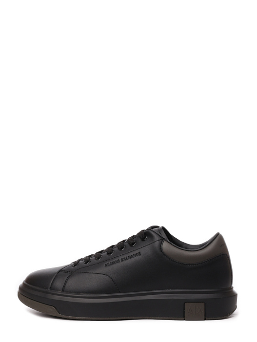 картинка Кеды Armani Exchange XUX123 XV534 U181 черные мужские кожаные магазин Verdistore являющийся официальным дистрибьютором в России 