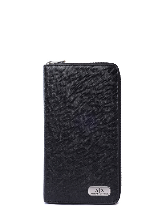 картинка Портмоне Armani Exchange 958055 CC843 00020 кожаное мужское на молнии магазин Verdistore являющийся официальным дистрибьютором в России 
