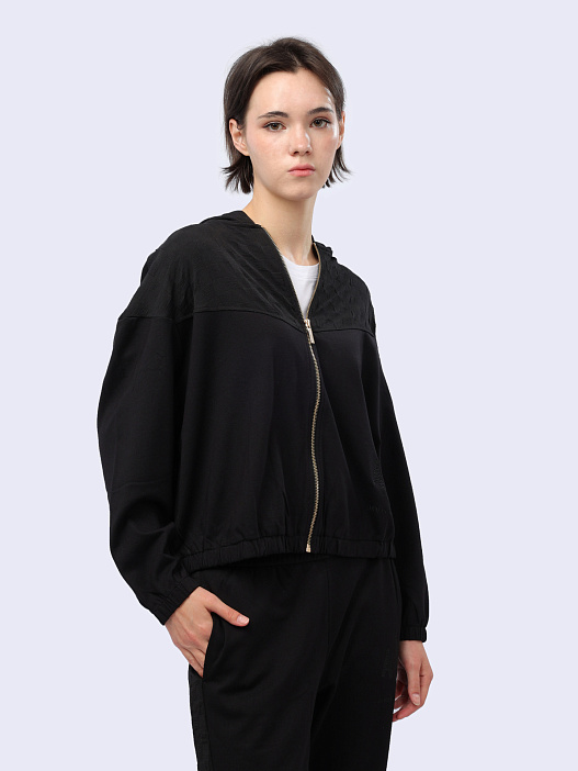 картинка Мастерка Armani Exchange 3DYM88 YJESZ 1200 черная женская с капюшоном магазин Verdistore являющийся официальным дистрибьютором в России 