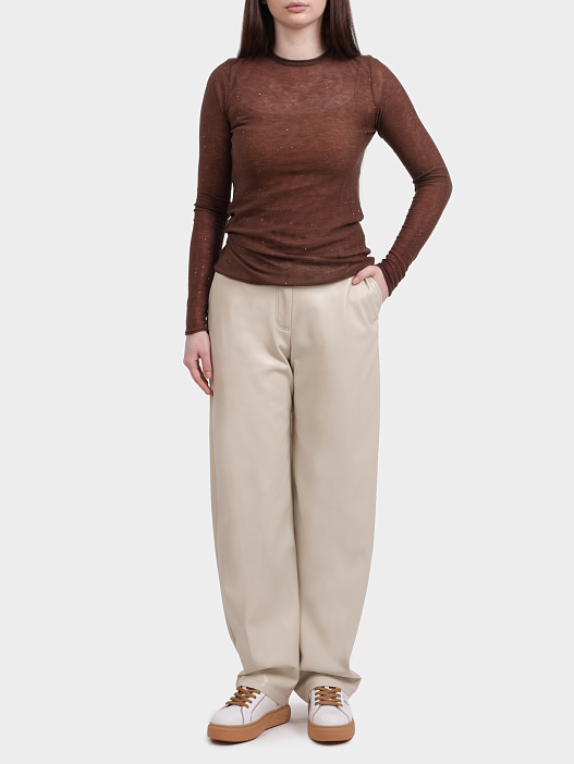 Лонгслив с круглым вырезом и пайетками — купить в интернет-магазине Verdistore