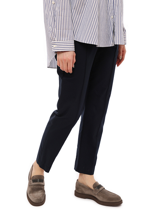 Брюки Brunello Cucinelli M0F70P6548 темно-синие женские — купить в интернет-магазине Verdistore