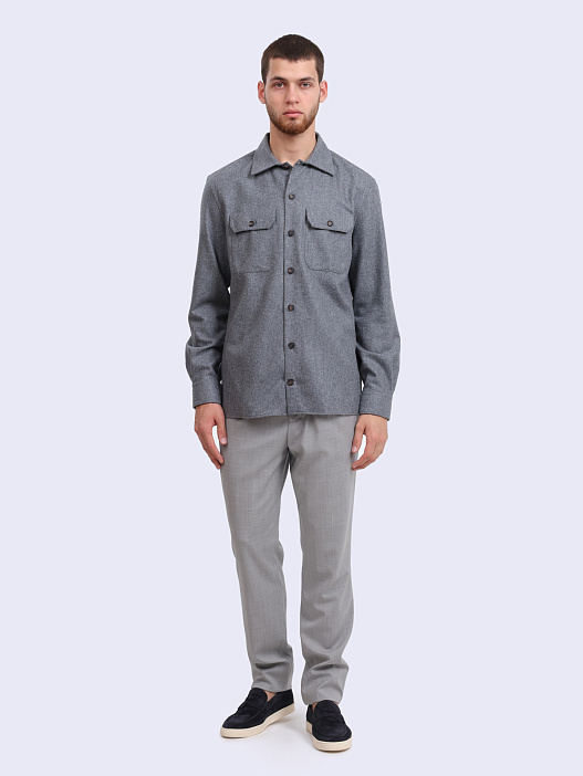 Брюки Brunello Cucinelli MH244B2033 C9100 светло-серые мужские из шерсти — купить в интернет-магазине Verdistore