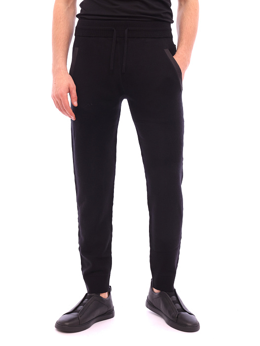 Брюки черные шерстяные с поясом-кулиской — купить в интернет-магазине Verdistore