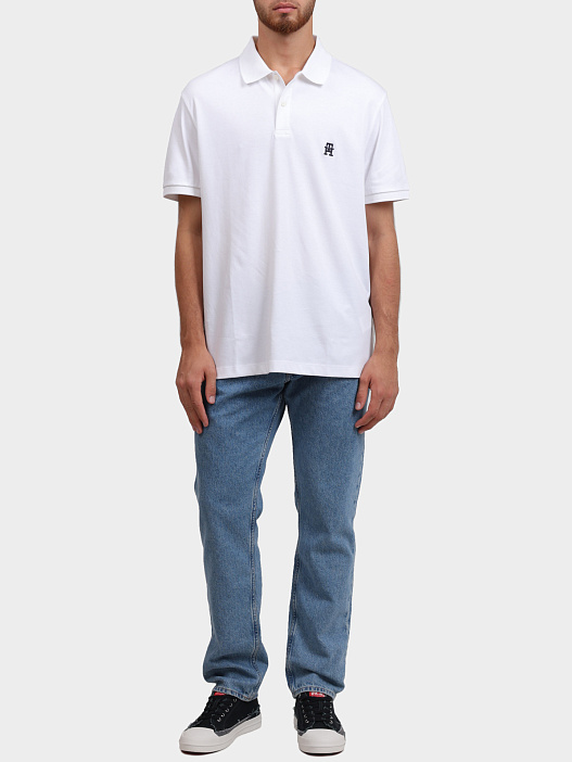 Поло Tommy Hilfiger MW0MW34783 YBR белое мужское из хлопка — купить в интернет-магазине Verdistore