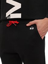 Брюки черные хлопковые с крупным логотипом сбоку VERDI STORE