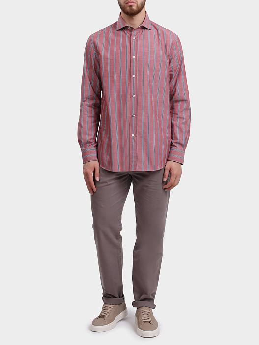 Рубашка Brunello Cucinelli MA6940627 C078 в вертикальную полоску мужская — купить в интернет-магазине Verdistore